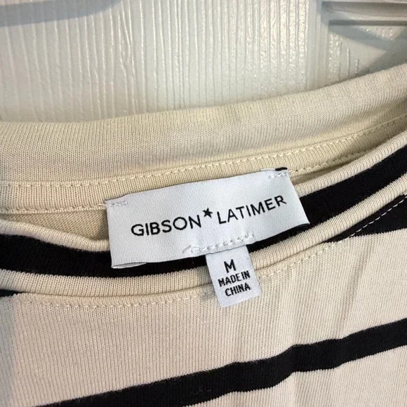 Gibson Latimer Striped Sleeveless Top Women’s Medium Black Cream - Picture 2 of 6